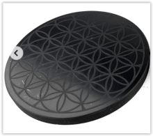 Šungitová doštička, priemer 10cm - kvet života