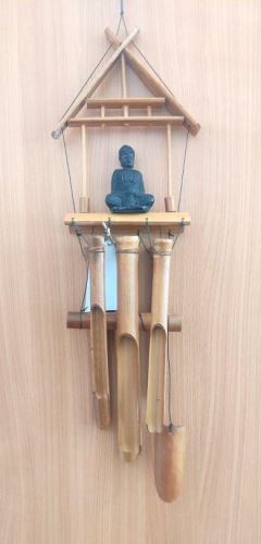 Bambusová Zvonkohra - 6 stredných trubíc a Budha