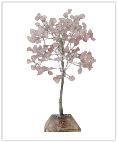Stromček šťastia s orgonitovým podstavcom 160 kamienkov - ruženín