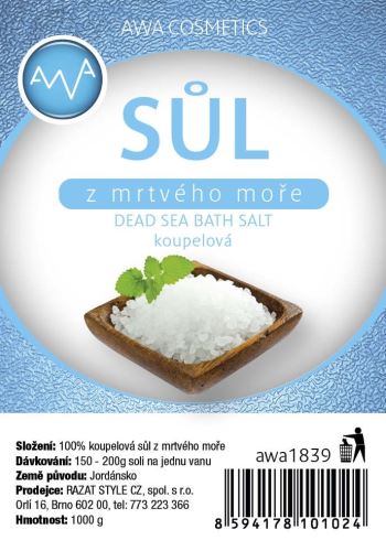 AWA cosmetics Soľ z Mŕtveho mora kúpeľová 1000g