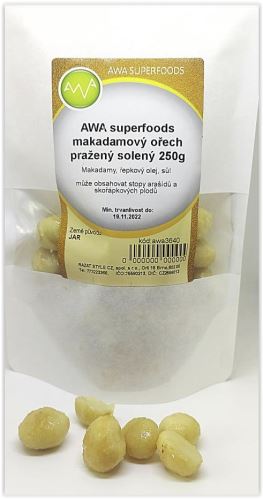 AWA superfoods makadamový orech pražený solený 250g